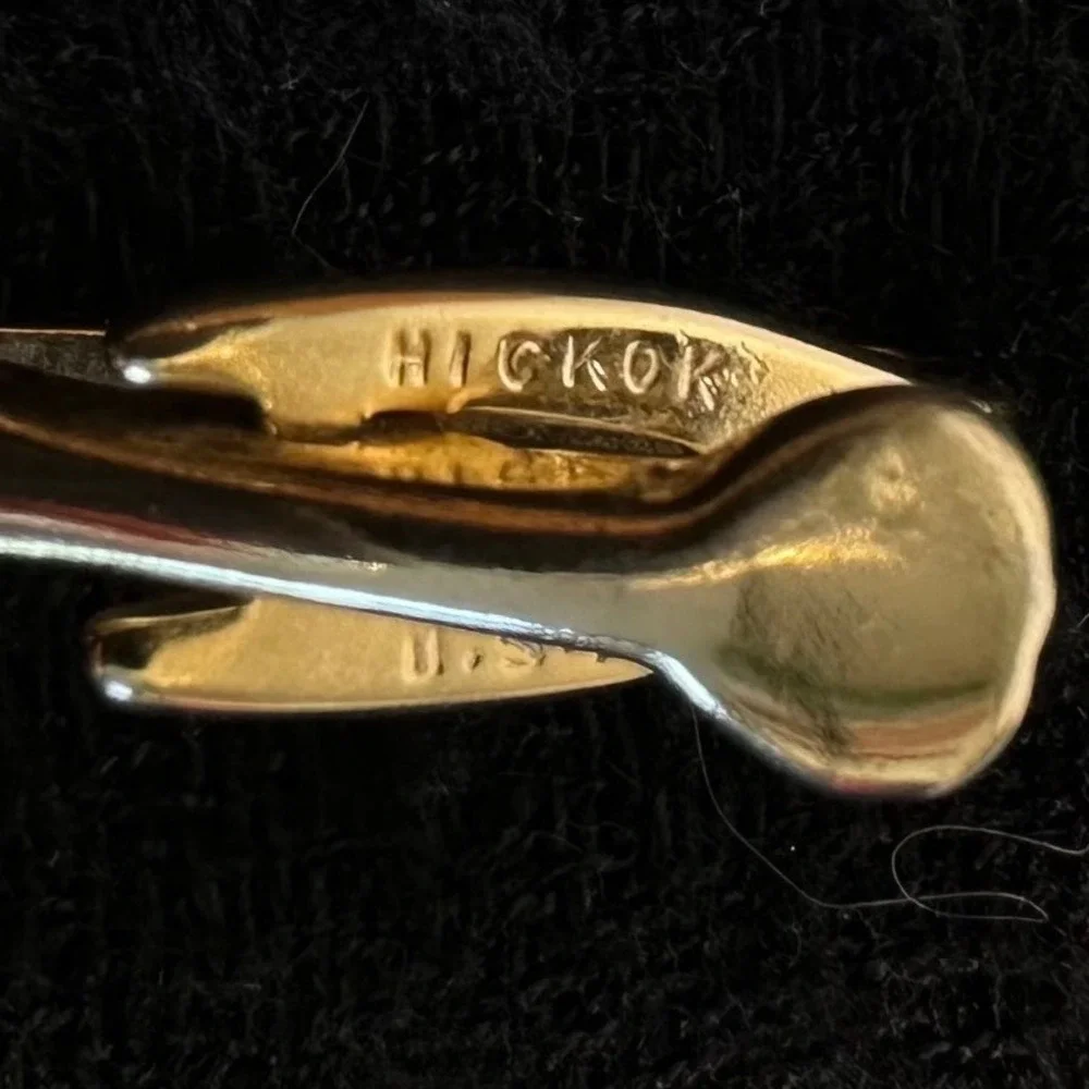 Vintage Hickok USA Tie Clip with Chain &‎ Faux Pearl Drop